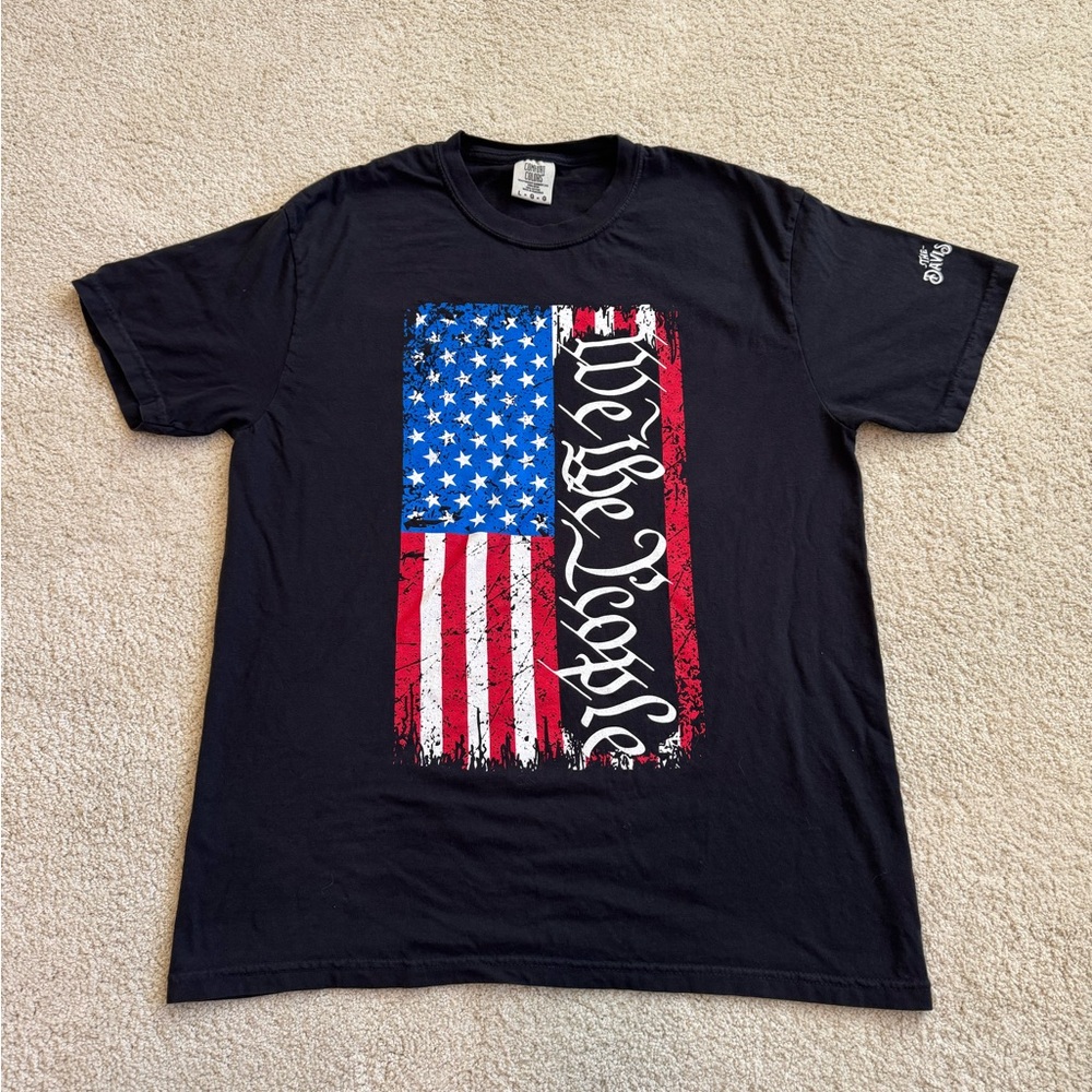 Comfort Colors Black Tee with American Flag Design